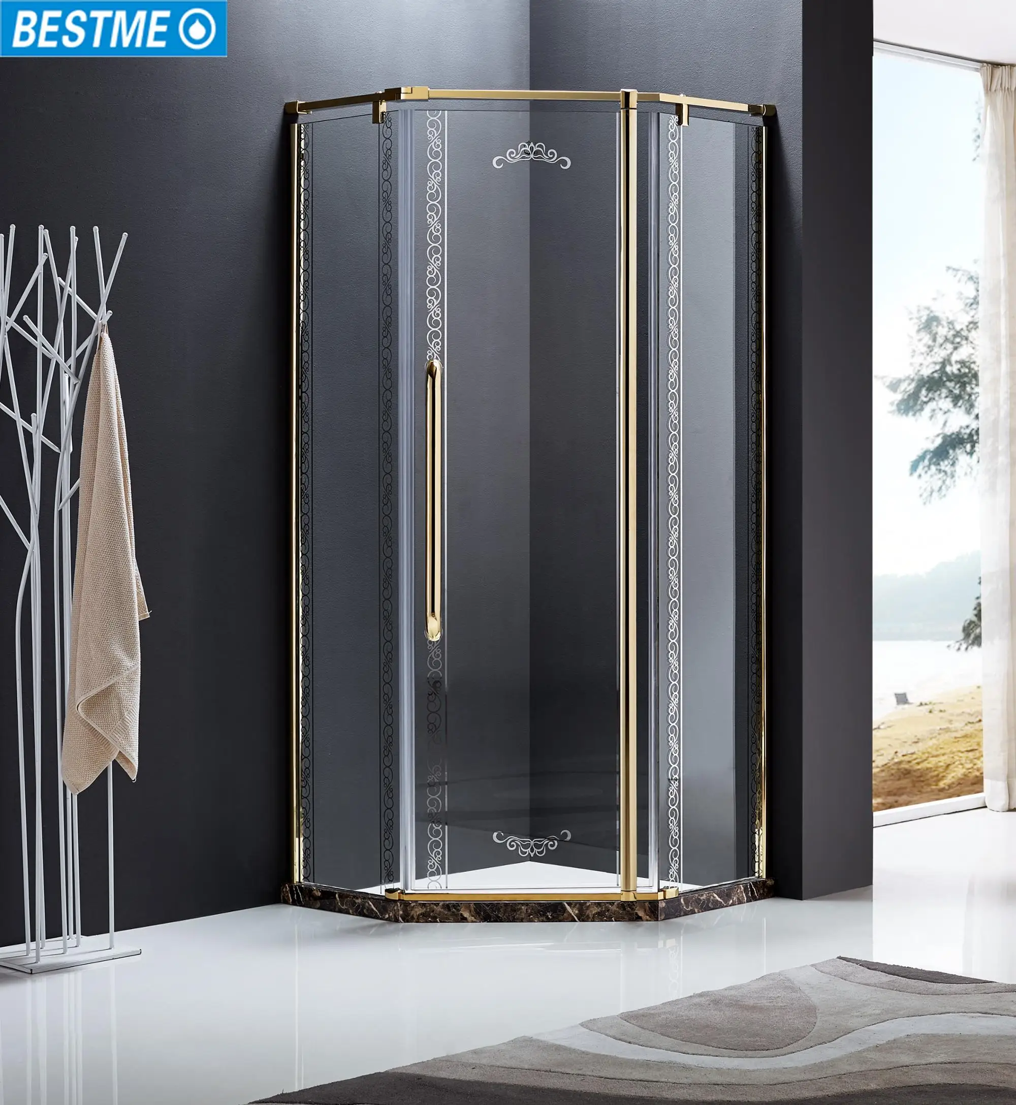 Gold Stainless Steel Frame 8mm Tempered Glass Sliding Shower Door Buy Sliding Shower Door