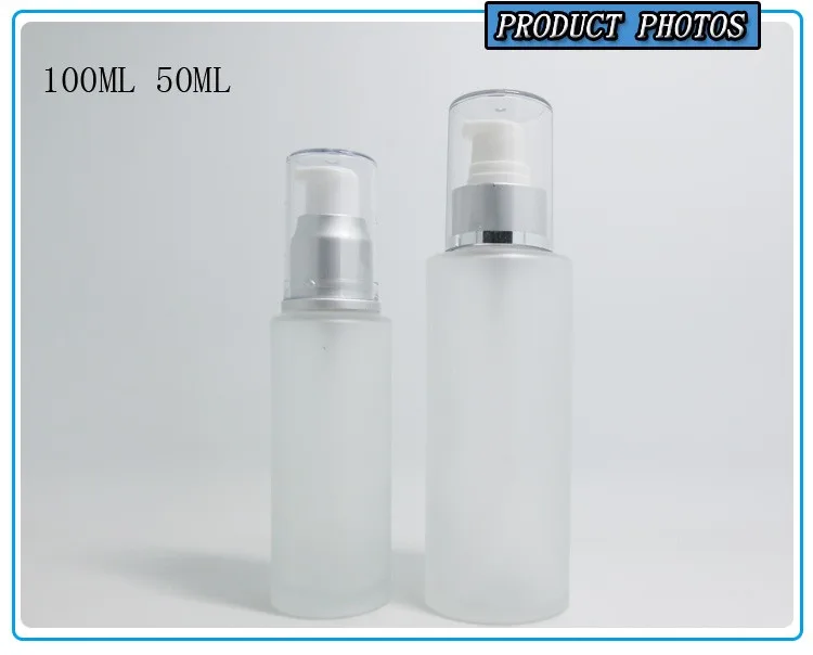 100ML cylinder cosmetic glass bottle and jars frosted glass bottle with matte silver pump (7).jpg