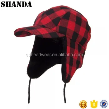 plaid hat with ear flaps