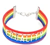 B37-029 fashion gay jewelry Rainbow color handmade rope knitted equality and pride bracelet