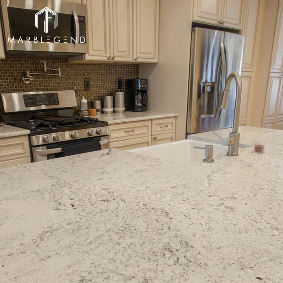 Prefab Design Well Polish Bianco Romano Granite Kitchen Countertop