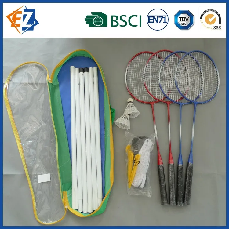 Cheap 4 Person Badminton Racket With Shuttlecock And Metal Frame Tube