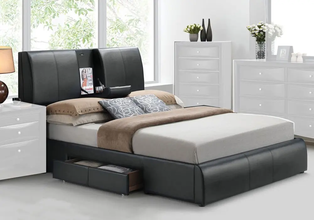 Buy 1perfectchoice Kofi Modern Storage Tray Headboard Queen Bed