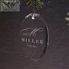 Couple Monogram Etched Oval Crystal Ornament for Perfect Wedding Gift