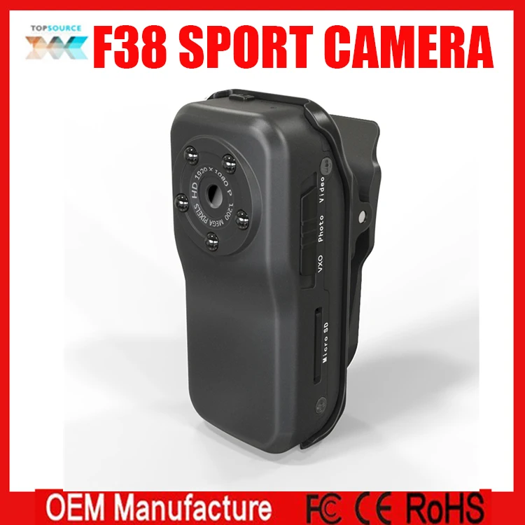 Waterproof Sport Helmet Action Camera Alloy Shell mini DVR F38 Thumb Camera Full HD 1080P/30fps