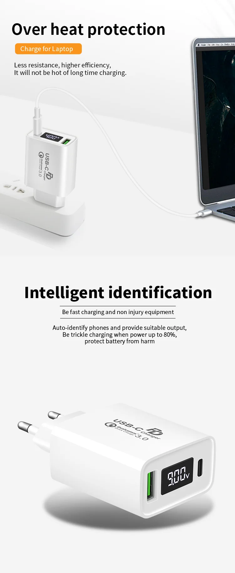 New Fast Charging Speed Charger, Fast Charge 3.0 4.0 Power Delivery Travel Fast Charger For iPhone 8P X PD Charge