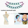 Custom Mermaid Happy Birthday Sash Set Mermaid Themed Banner Cupcake Wrapper With Headband