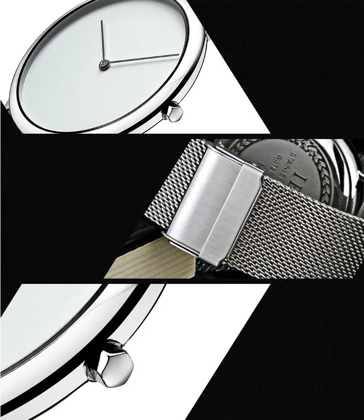 New design simple custom logo Stainless Steel mens Wrist Watch in black