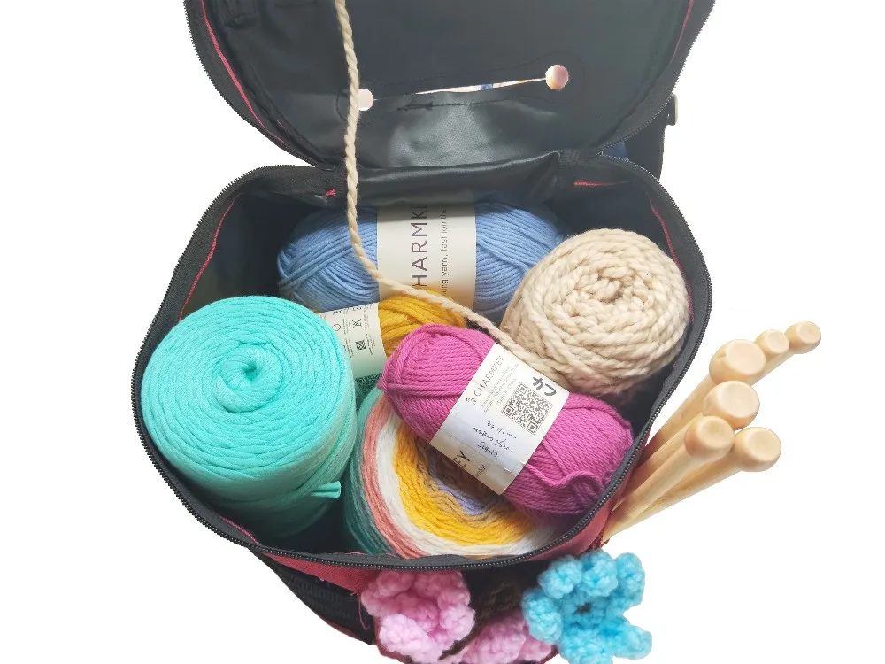 Travel Yarn Bag Organizer With Cover For Yarn Ball,Unfinished Projects