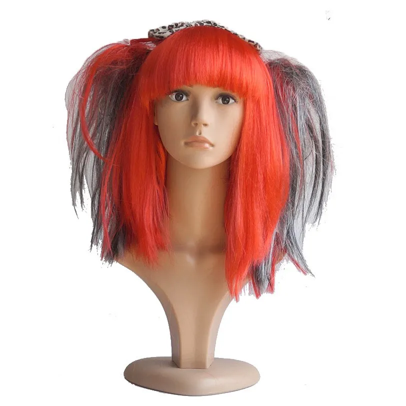 Girl Red And Black Wig Ladies With Headbang For Halloween Costume