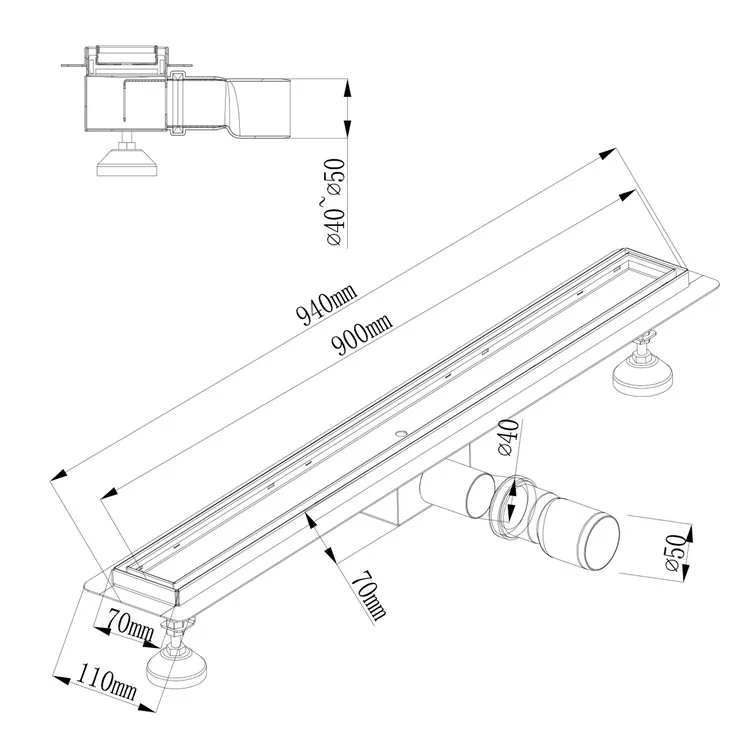 Tile Insert Shower Linear Floor Drain /durable Linear Shower Channel