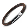 Hot Selling Manufacture Braid Jewelry Snap 316L Stainless Steel Weave Real Cuff Bangle Mens Leather Bracelets