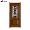 Ash engineered solid wood 3/4 pattern glass panel interior kichen door design