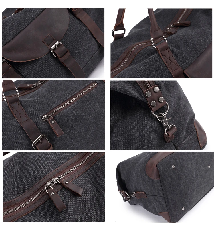 New design Amazon hot sale duffel canvas overnight travel weekender bag with leather
