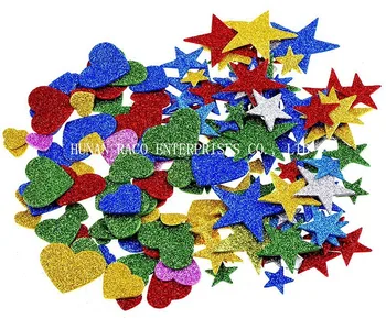 Star / Heart Shape Eva Foam Sheets With Glitter /kindergarten Handmade ...