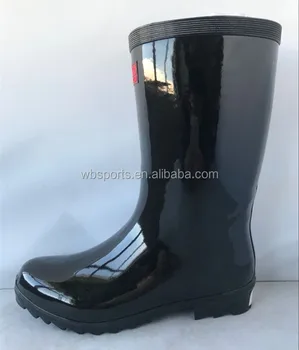 black shiny rain boots