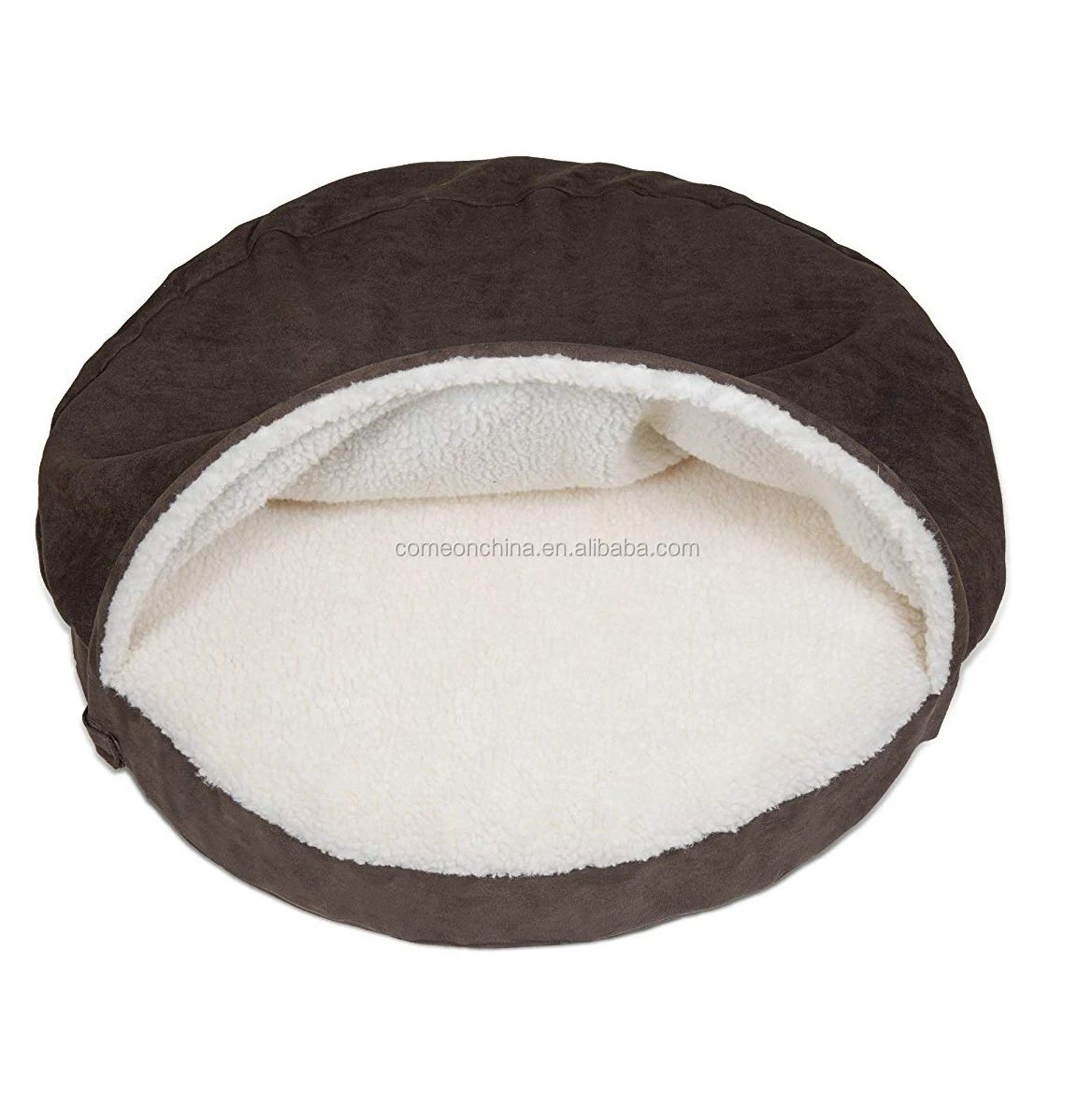 Cozy Orthopedic Dog Bed Cuddler Small Cat Round Hooded Blanket Pet