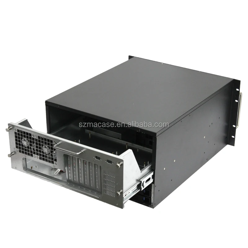 Macase 6U Server Chassis / Server Case / Rackmount Case, Metal Rack Mount Computer Case with 6 Bays & Fans Pre-Installed