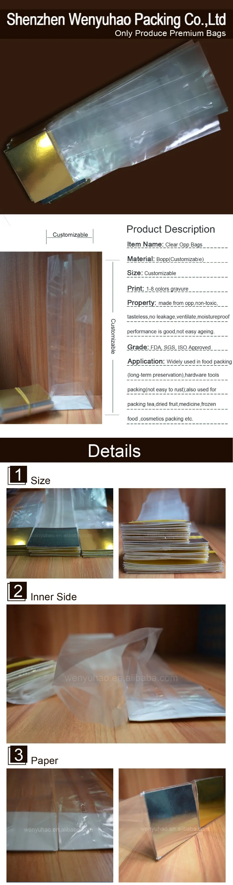 Customized Food Safe Sweet Packaging Opp Cellophane Plastic Bag Buy