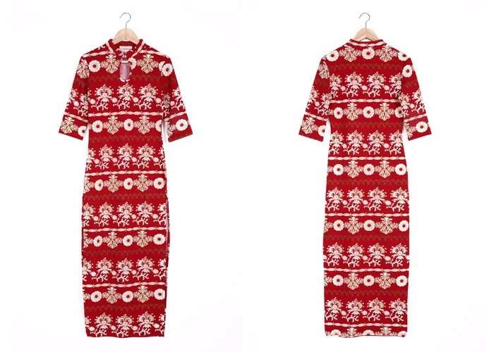 HIigh Slit Cheongsam Long Dress Women Custom Maxi Dress 2016