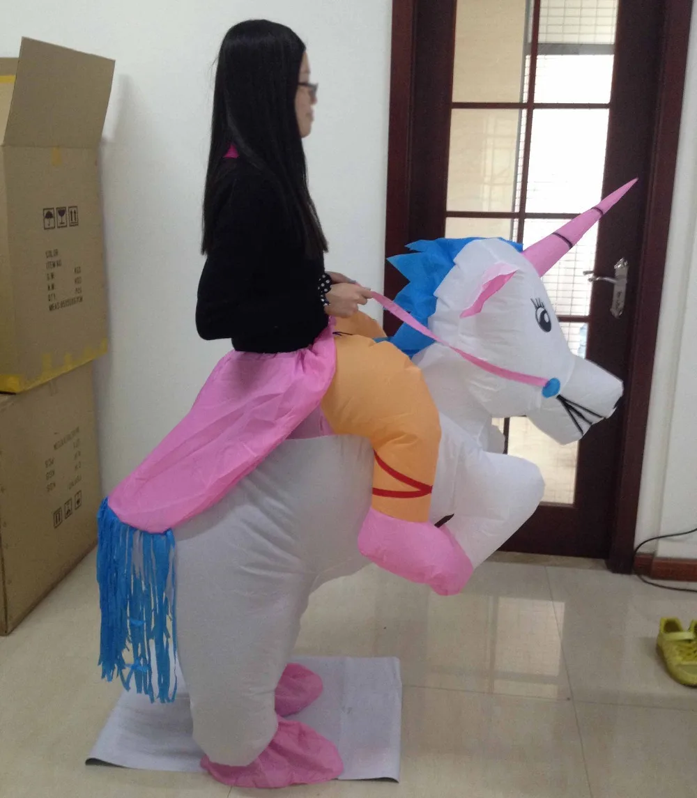 Inflatable Unicorn Costume Suit Adult Ride Novelty Fancy Dress Party Outfit Fan
