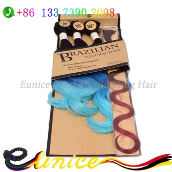 Rainbow Color Synthetic Hair Weft Cheap Natural Brazilian Hair