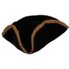 Pirate Hat With Gold Trim Ladies Mens Pirates Fancy Dress Party Haloween Hat HD4035