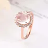 high quality 925 Sterling Silver 18k rose gold plated cabochon oval 8x10mm natural rose quartz adjustable Engagement Ring