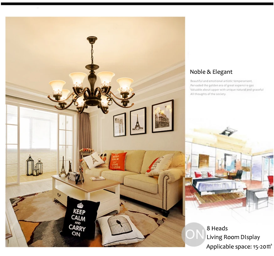 Wholesale 6 8 10 heads modern hotel wrought iron ceiling glass flower crystal pendant chandelier classic