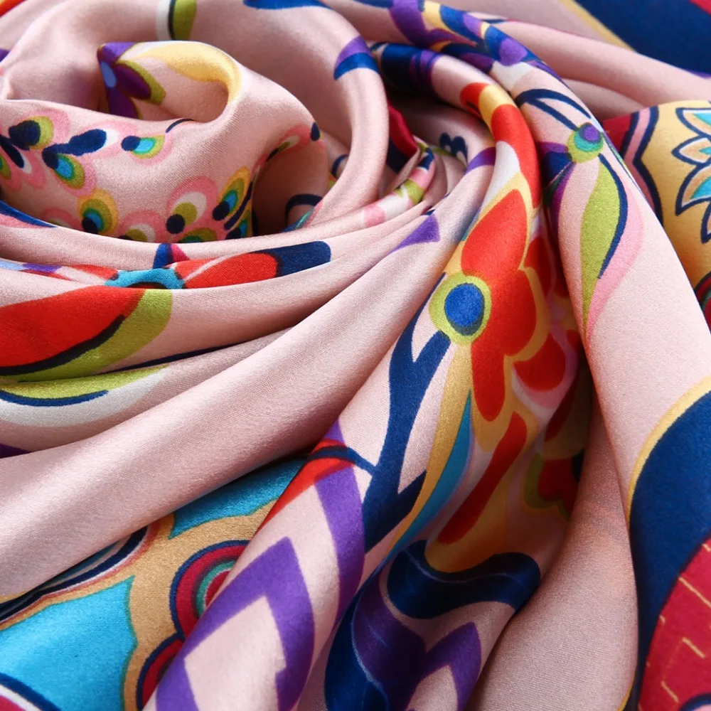 Wholesale Fashion Customized Printing Square Pure Silk Scarf