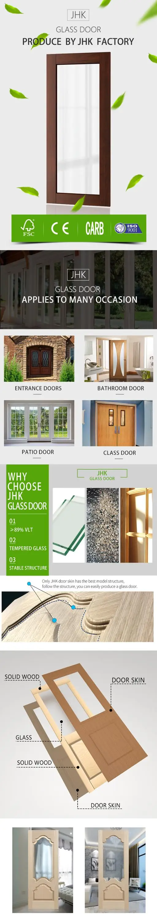 Jhk 28 X 80 Glass Interior Bathroom Shutter Door 4 Panel Glass
