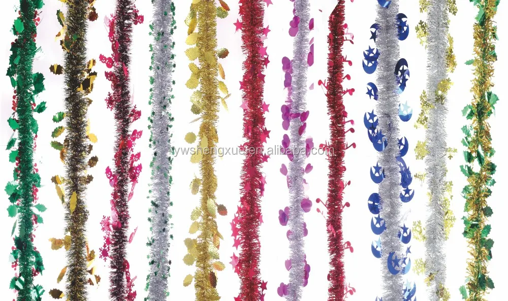 New Design Christmas Tinsel Garland Wholesale Cheap Ribbon Christmas Tinsel Garland Artificial