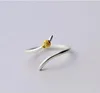 925 sterling silver double color lady beetle adjustable ring