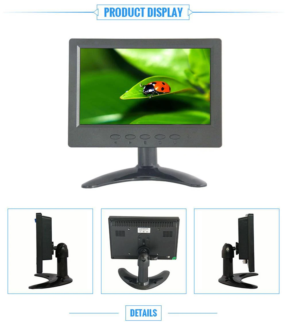 7 Inch 1024*600 Widescreen CCTV Security Monitor with VGA HD MI BNC AV Connection VESA Holes