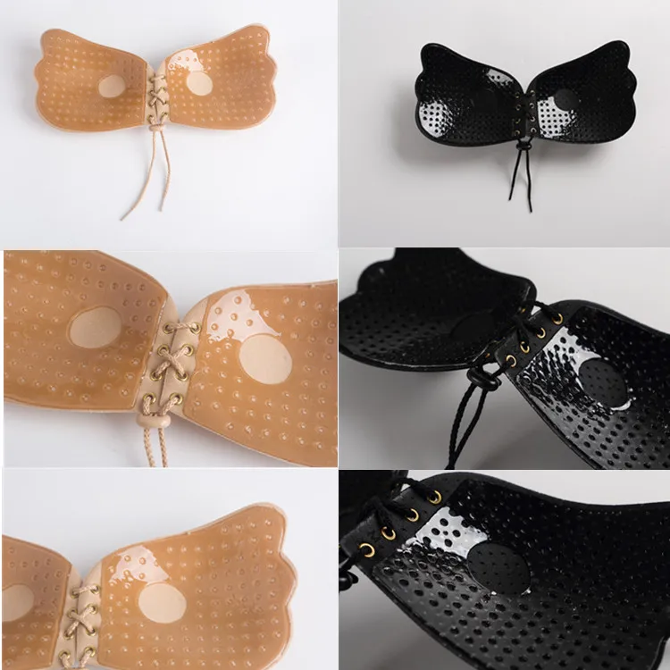 Oem&odm Plus Size High Quality Sticky Strapless Invisible Push Up Bra With String Silicone Cinch