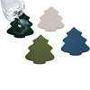 4 Pack Christmas Tree Shape Felt Coaster for Christmas Table Decor