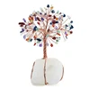 Wholesale cheap Gemstone Healing Crystal 7 Chakra Rainbow Stone Chips Brass Wired Lucky Fortune Tree for House Decoration