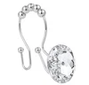 Clear Big Round Crystal Double Glide Rings With Roller Balls Shower Curtain Hooks