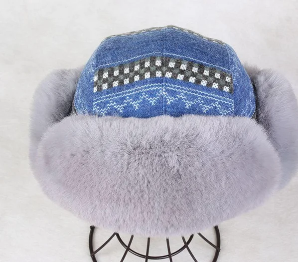 冬季针织 ushanka 俄罗斯风格毛皮帽子