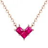 Fashion Beauitfull Heart Shape Jewelry 4A Zircon Birthstone 925 Silver Ruby Gemstone Necklace Clavicle Chain