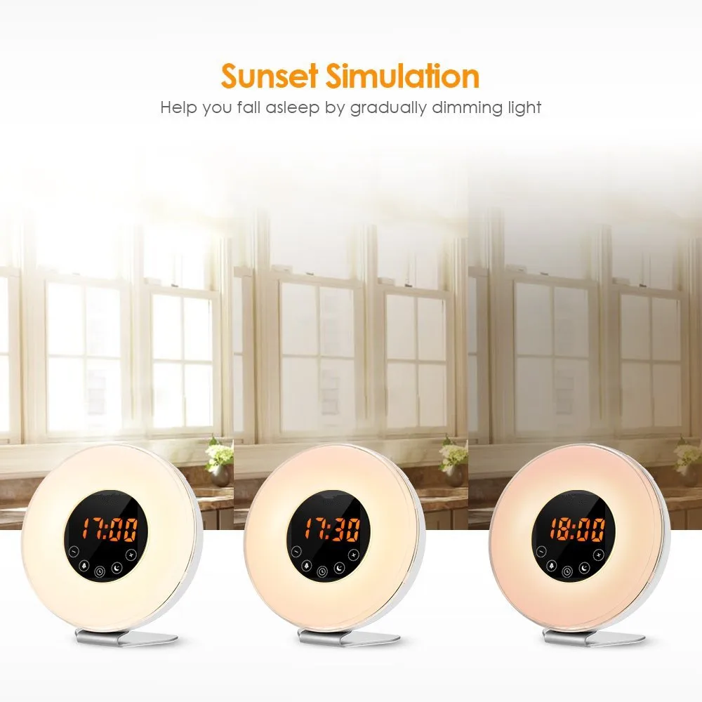2017 Upgraded Wake Up Light Kids Led Sunrise Alarm Clock With Fm Radio