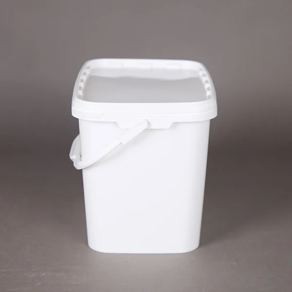 White / Clear Rectangular 9l Plastic Bucket With Lid And Plastic Handle