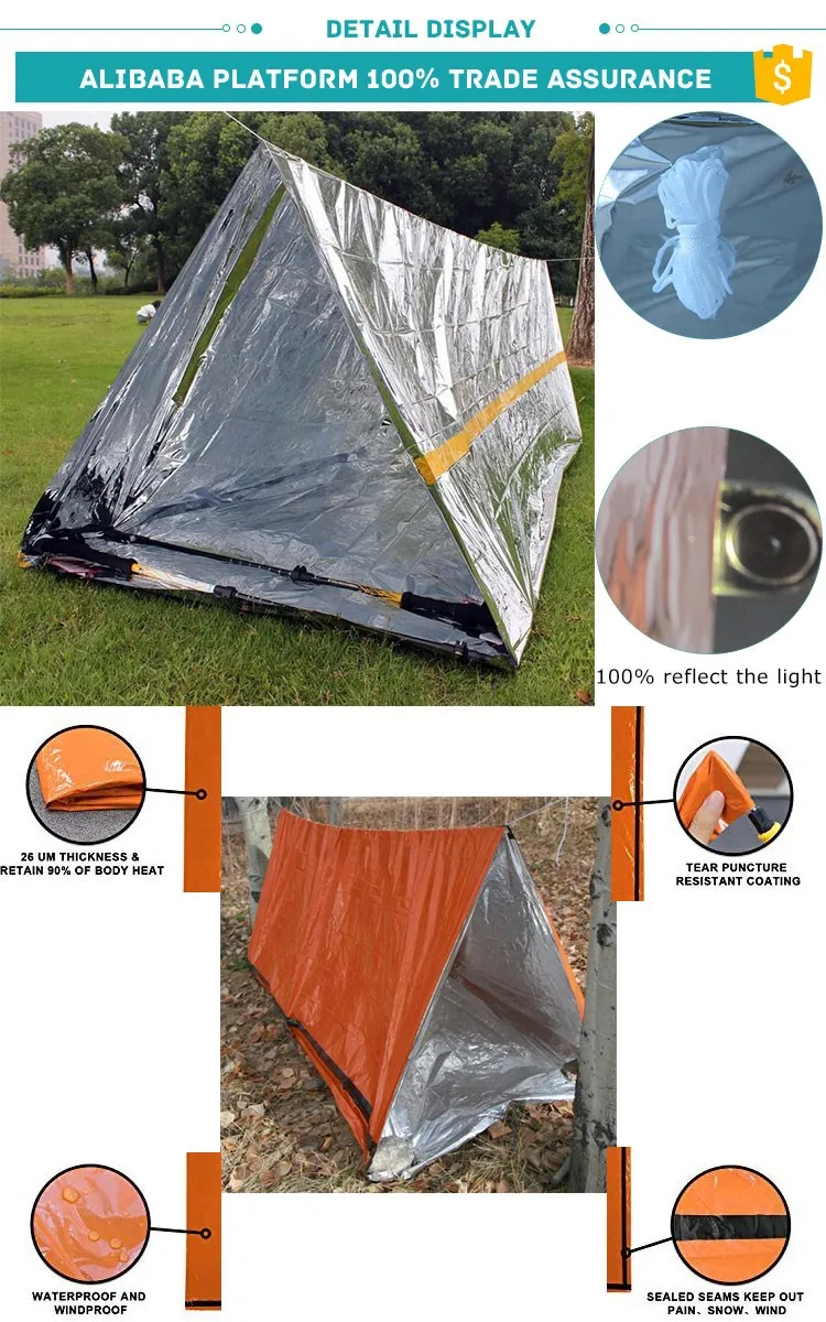 Emergency Mylar Thermal Survival Shelter Tent 2 Person - Buy Emergency ...