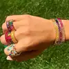 CM-Xinyee Popular Ladies Rainbow Shape Finger Rings fashion Colorful Purple Zircon Bangle Bracelet Charm Sets