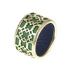 2019 Fashion Unisex Jewelry 12.5mm Wide PU Leather Yellow Gold Plated Eco-Friendly Brass Wedding Finger Plain Broad Band Ring