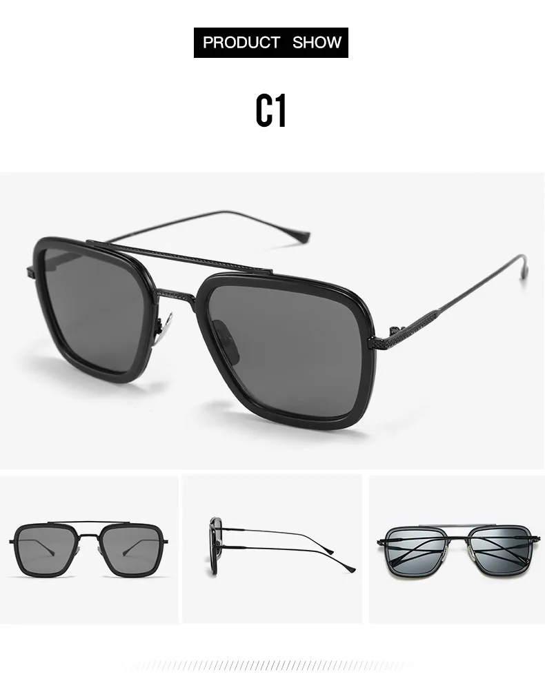 Edith Tony Modern Iron Man Sun Glasses Fashion Alloy Matrix Frame Eyewear Popular Movie Spider