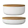 Best selling discount price round large size ceramic salad serving bowls with lids