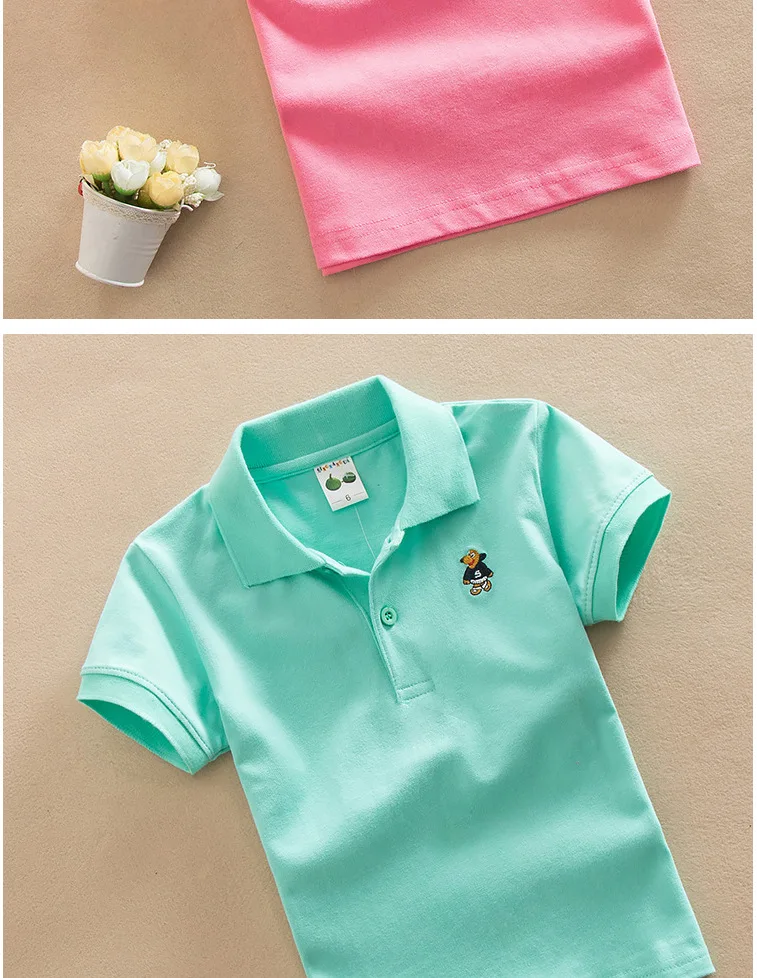 Baby Boy Fashion Polo T Shirt Kids Boy Cotton Knitted Polo Collar Short