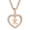 Fashion Gold 2 Colors Zircon Diamond 26 Letter Love Heart Pendant Necklace Wholesale NS800665