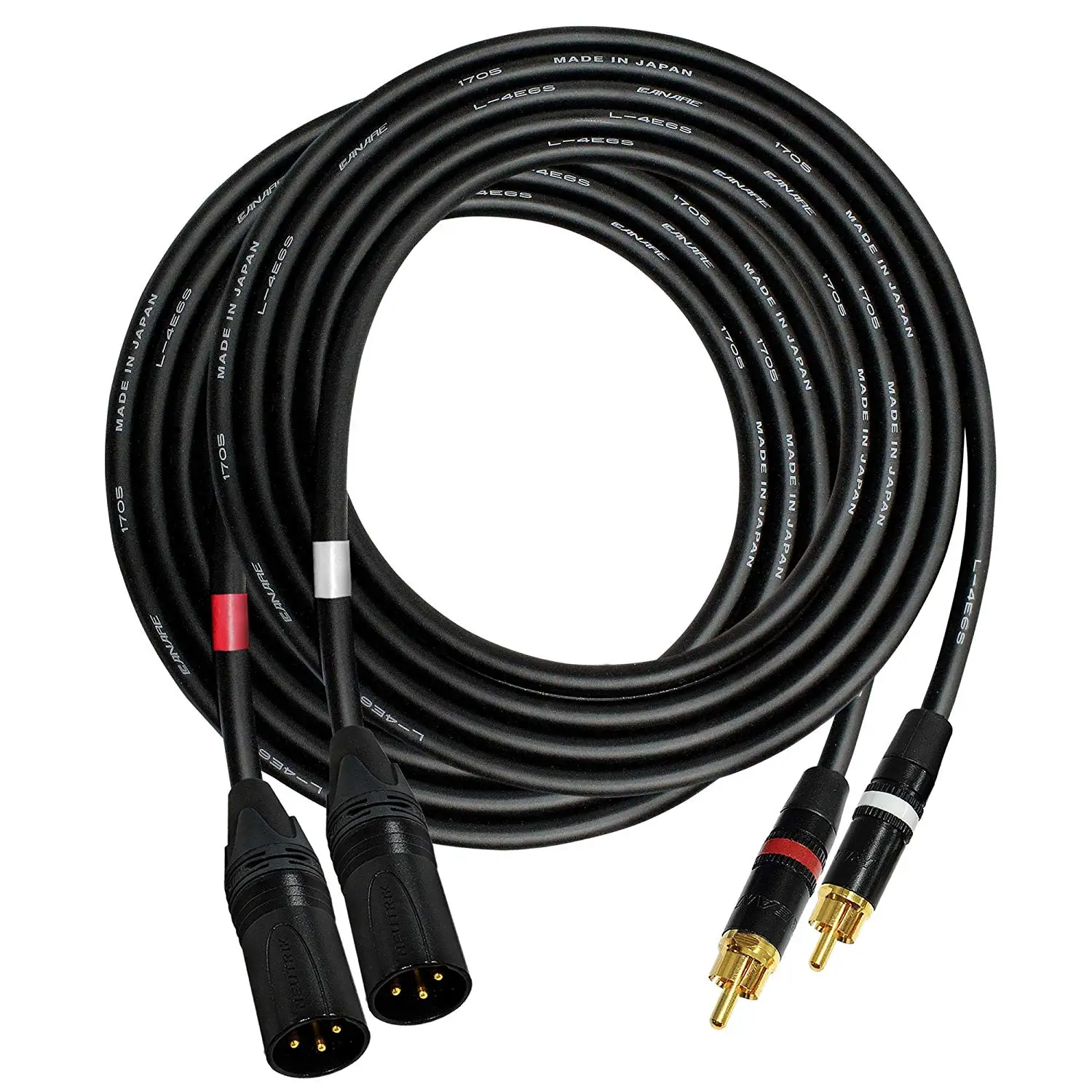 5 Foot - RCA to XLR (Male) Cable Pair - Canare L-4E6S Star-Quad Audio Interconnect Cable & Neutrik-Rean NYS RCA & Neutrik Male XLR Gold Plugs - CUSTOM MADE By WORLDS BEST CABLES